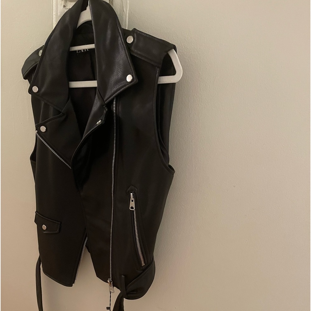 Zara black faux leather vest